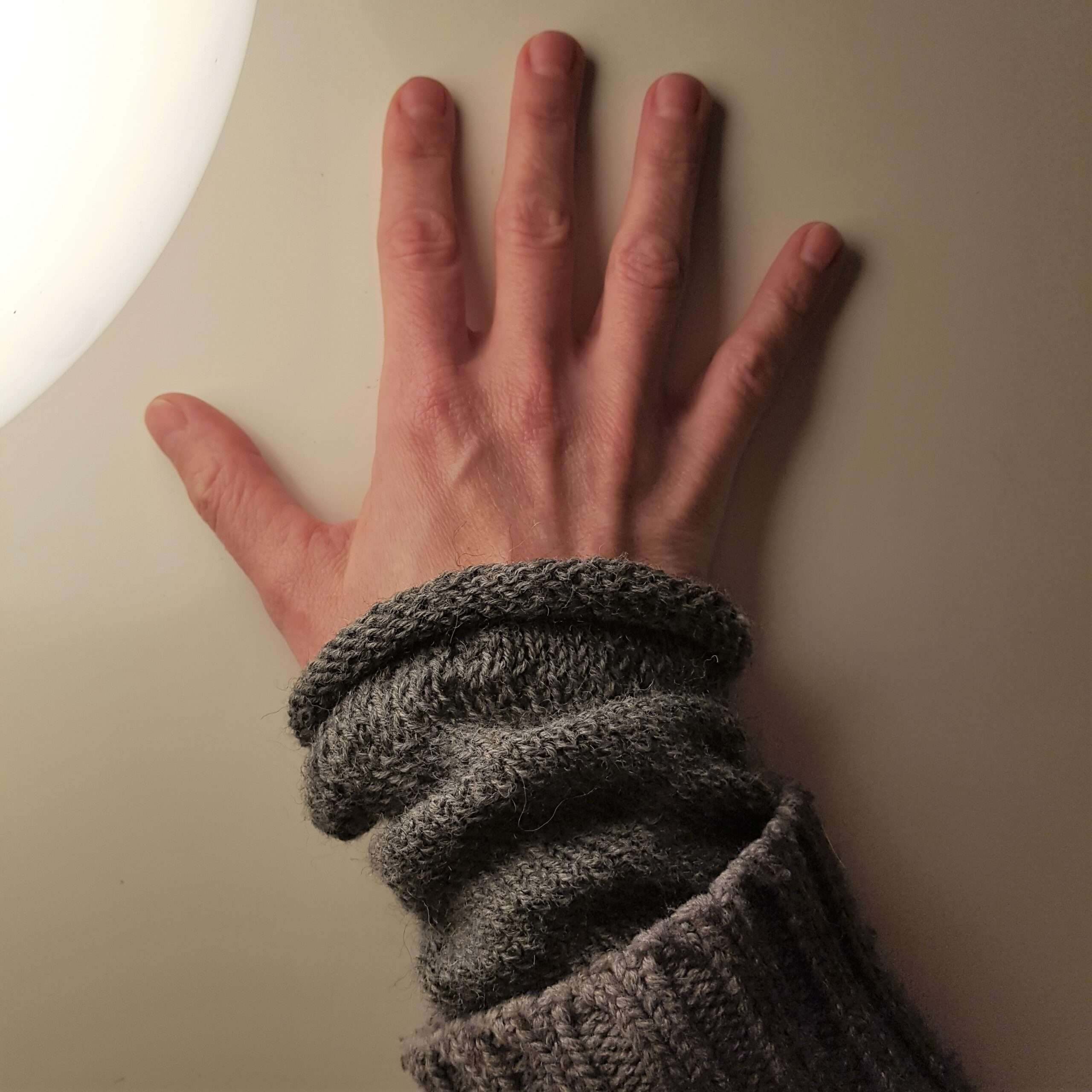 my new, old upcycley cardigan with hand warmers